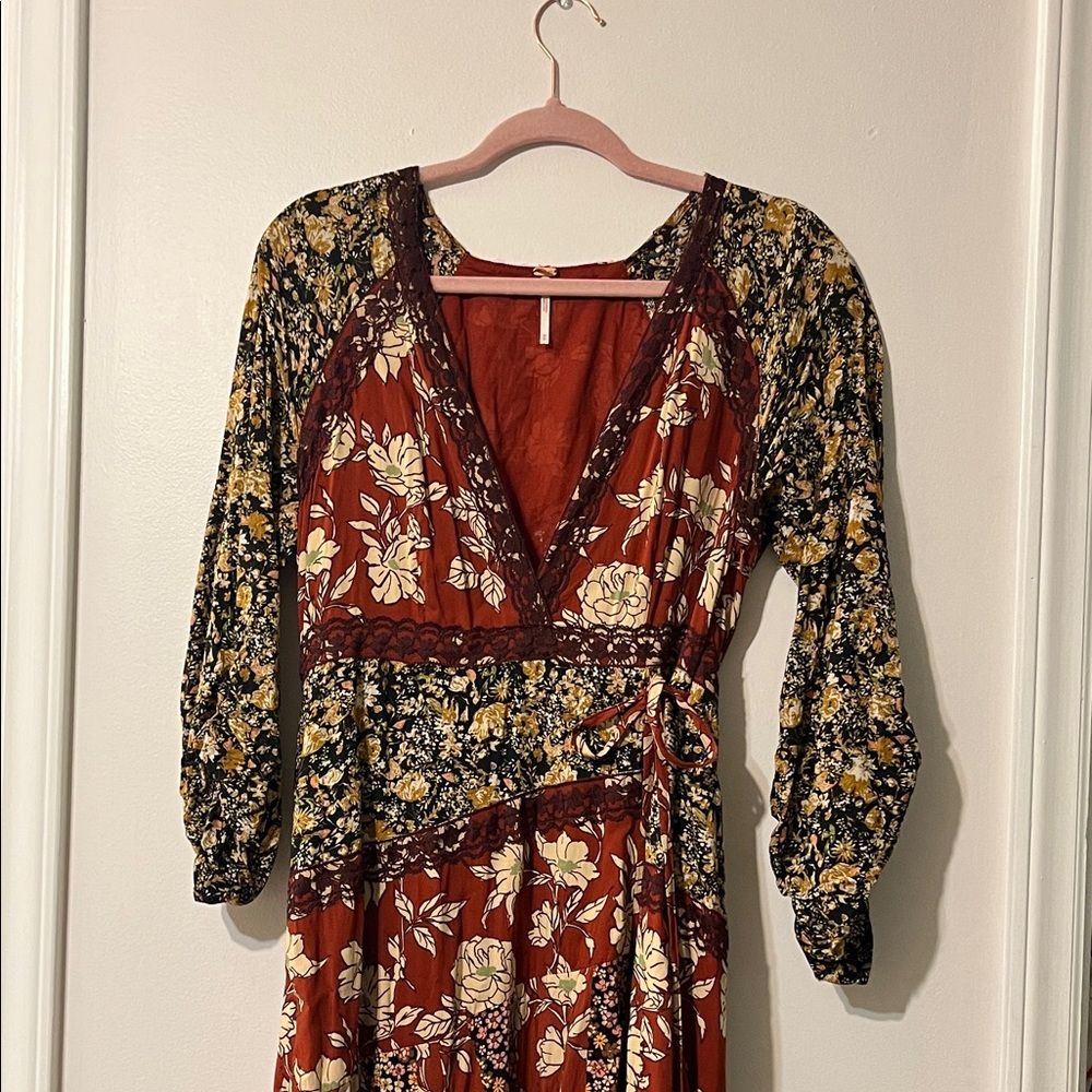 Free People Multicolor Floral Long Sleeve Dress